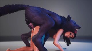 A hot chick is getting fucked by a werewolf in this hot video