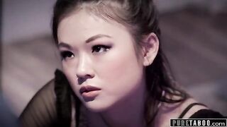 Skinny Asian teen Lulu Chu seduced at her stepdad's best friend's death