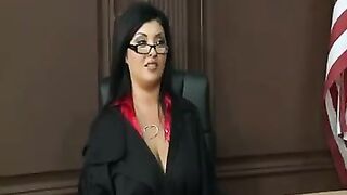 A mature lady in a uniform shows off her huge boobs and gets fucked hard