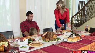 A family dinner turned into a passionate FFM threesome sex