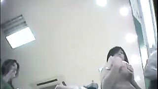 The camera is hidden at the checkout in the store and shoots up skirts