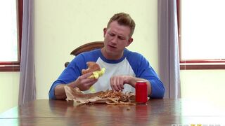 Husband watched as his wife was fucking a cucumber