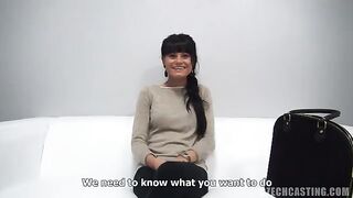 Czech girl fucks at casting with a guy who is shooting cum in her mouth