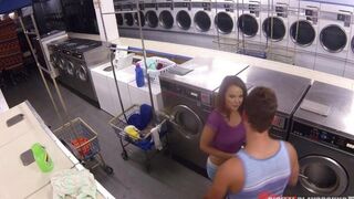 A lucky guy hooked Dillion Harper in the laundry room for some steamy action