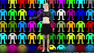 Sexy blondie does a striptease in front of the audience of adult men
