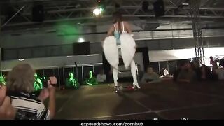 Hot girl learns striptease in a club from a professional dancer