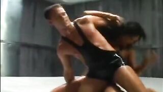 The fight turned into oil sex with a beautiful brunette and big tits