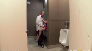 A girl meets her waiter in the restaurant toilet and they have sex