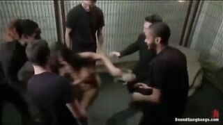 Five guys were fucked by a defenseless girl with her toys in a rough scene