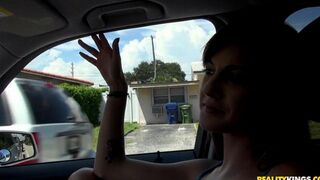 Skinny babe got banged by a pickuper in his car