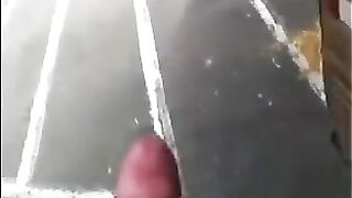 He could jerk off his big cock right on the street, but it's better to do it at home