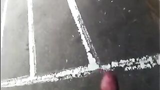 He could jerk off his big cock right on the street, but it's better to do it at home