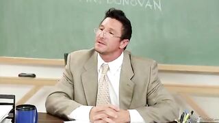 The student got a good mark thanks to the teacher's blowjob