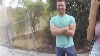 The pick-up guy fucked on the camera in public place with a girl