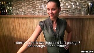 The pretty bartender agreed to have sex with a man in this hot POV video