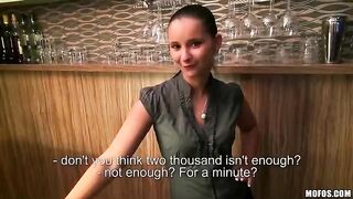 The pretty bartender agreed to have sex with a man in this hot POV video