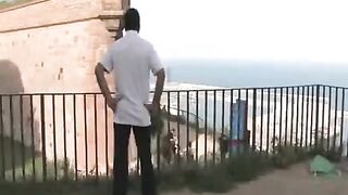 Group sex with cute girls on the public street