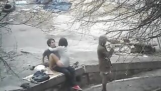 The boy has a mistress and fucks her in public