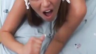 Standing boobs, smooth basket and slave mouth - hot teen action