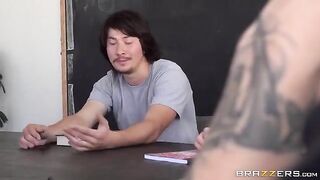 The guy screwed the girl whose legs were tied to the bed