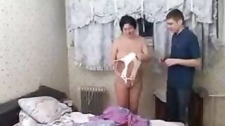 The sexy mom enjoyed incest with her adult son
