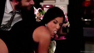 The boss licks the hairy pussy of his secretary in the office