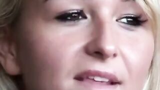 A blonde girl sucks a dick after anal sex, showcasing her adventurous side
