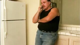 An aged slut receives a messy cumshot on her old face