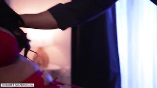 Jamie Michelle, caught cheating in lingerie and stockings, gets fucked hard