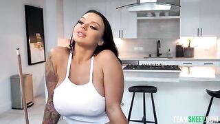 Shooting balls for big boob photos with a stunning brunette