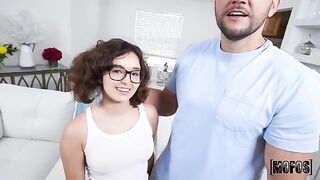 Leana’s feet don’t touch the ground, a perfect foot job scene