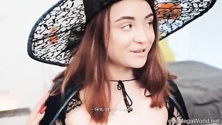 Lesbian beauties fucked each other on Halloween night in a roleplay