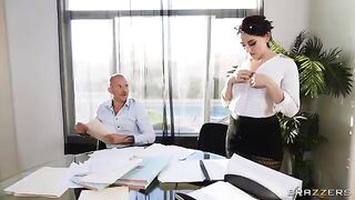 Two hot girls are getting fucked by their boss at work