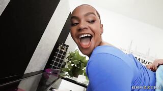 The girl is shadowing her colleague at work and masturbating