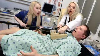 Hospital setting for three way sex with nurse and blondies