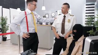 A guy in a mask fucks with the bank employee right in the bank