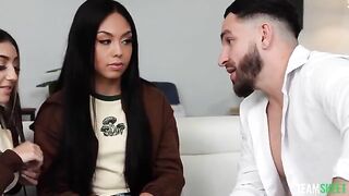 Influence of a bad girl on a naive brunette