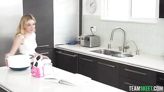 Skinny 18-year-old birthday cake wish with small tits action