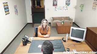 The druggie is fucking on the table in office