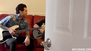 A busty brunette teaches a lesson in a messy, intimate setting