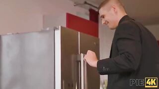 The guy made a cumshot on the boobs of the milkshot girl
