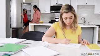 Unforgettable big natural tit threesome with a hot tutor tips