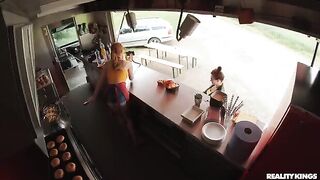 He fucked the redhead on the kitchen table with passion