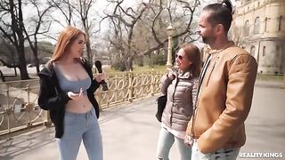 Interboob sex with two redheads in a hot scene