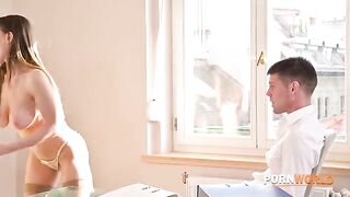 The employee with the big dick received a call from his boss for extra services