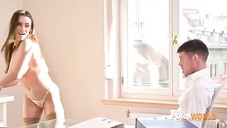The employee with the big dick received a call from his boss for extra services