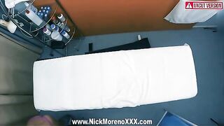 The sexy girl gets a massage from a horny masseur