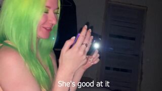 The girl deepthroats cock for money, a bet, or just for fun