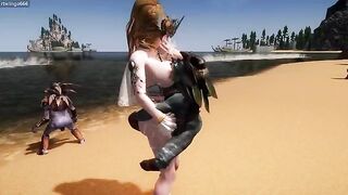 A goblin captured the naked goddess on the beach in this episode