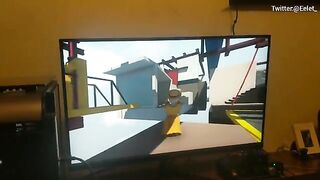 A couple challenged each other to a video game, and the loser had to play along